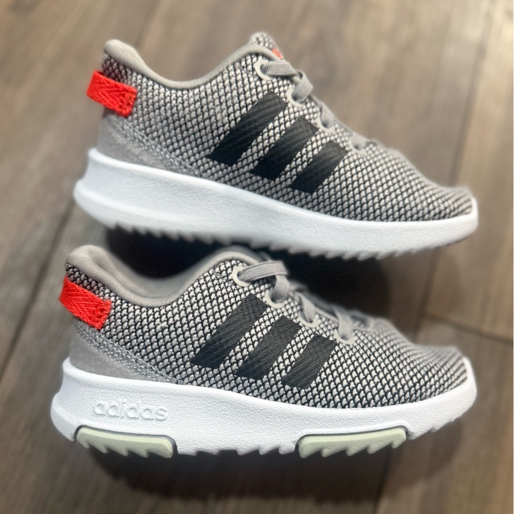 Adidas Toddler Sneakers Size 7K Gray Black Running Shoes EF9010 EUC